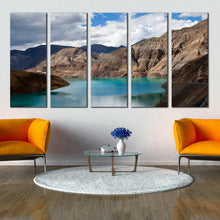Load image into Gallery viewer, Yamdrok Yumtso Lakes Mountains Sky Tibet 5 piece canvas print In Living Room
