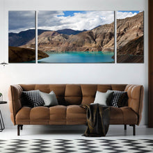 Load image into Gallery viewer, Yamdrok Yumtso Lakes Mountains Sky Tibet triptych canvas wall art For Living Room
