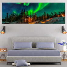 Load image into Gallery viewer, Yellowknife  Aurora  Canvas  Wall  Art  Dramatic  Blue  Starry  Sky  Canvas  Set  Canada  Green  Aurora  Bedroom  1  Piece  Canvas  Print For Bedroom
