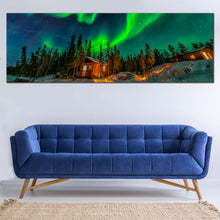 Load image into Gallery viewer, Yellowknife  Canada  Canvas  Wall  Art  Green  Aurora  Borealis  Living  Room  1  Piece  Multi  Canvas  Aurora  Blue  Starry  Sky  Canvas  Print In Living Room
