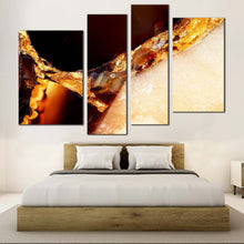 Load image into Gallery viewer, abstract agate canvas print orange agate gemstones 4 piece canvas wall art yellow abstract marble stone multi canvas artwork in bedroom
