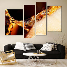 Load image into Gallery viewer, abstract agate canvas print orange agate gemstones 4 piece canvas wall art yellow abstract marble stone multi canvas artwork for living room
