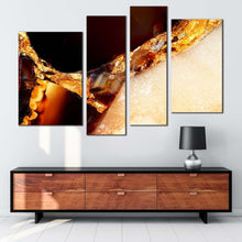 Load image into Gallery viewer, abstract agate canvas print orange agate gemstones 4 piece canvas wall art yellow abstract marble stone multi canvas artwork
