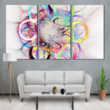 Load image into Gallery viewer, abstract bright canvas wall art abstract elements digital artwork canvas set abstract colorful circle 3 piece canvas print For Living Room
