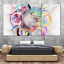 Load image into Gallery viewer, abstract bright canvas wall art abstract elements digital artwork canvas set abstract colorful circle 3 piece canvas print In Bedroom
