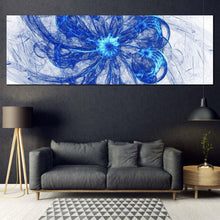 Load image into Gallery viewer, abstract  circle  canvas  wall  art  blue  abstract  bright  graphic  panoramic  canvas  print  white  fractal  abstract  digital  artwork for living room
