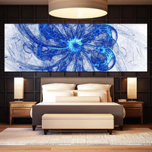 Load image into Gallery viewer, abstract  circle  canvas  wall  art  blue  abstract  bright  graphic  panoramic  canvas  print  white  fractal  abstract  digital  artwork for bed room
