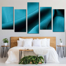 Load image into Gallery viewer, abstract cloth canvas wall art green abstract turquoise digital painting 5 piece canvas print abstract satin cloth canvas set In Bedroom
