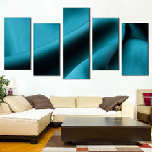 Load image into Gallery viewer, abstract cloth canvas wall art green abstract turquoise digital painting 5 piece canvas print abstract satin cloth canvas set In Your Living Room
