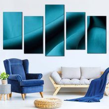 Load image into Gallery viewer, abstract cloth canvas wall art green abstract turquoise digital painting 5 piece canvas print abstract satin cloth canvas set For Living Room
