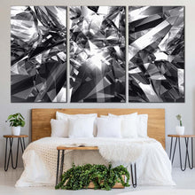 Load image into Gallery viewer, abstract crystal canvas wall art grey abstract diamond glitter multi canvas artwork black and white abstract diamond 3 piece canvas print For Bedroom
