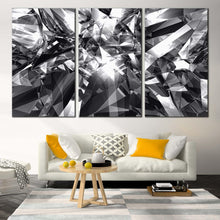 Load image into Gallery viewer, abstract crystal canvas wall art grey abstract diamond glitter multi canvas artwork black and white abstract diamond 3 piece canvas print For Living Room
