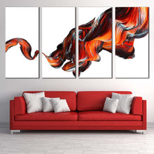 Load image into Gallery viewer, abstract design canvas print orange abstract splash 4 piece canvas wall art black abstract curved pattern multi canvas For Living Room
