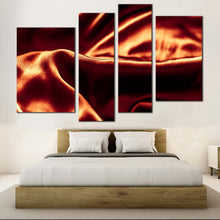 Load image into Gallery viewer, abstract design canvas wall art orange black abstract wavy fold canvas set abstract background luxury 4 piece canvas print in bedroom
