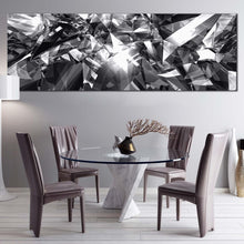 Load image into Gallery viewer, abstract  diamond  canvas  wall  art  black  and  white  abstract  geometric  canvas  artwork  grey  diamond  glitter  panoramic  canvas  print In Living Room
