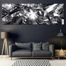 Load image into Gallery viewer, abstract  diamond  canvas  wall  art  black  and  white  abstract  geometric  canvas  artwork  grey  diamond  glitter  panoramic  canvas  print For Living Room
