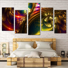 Load image into Gallery viewer, abstract digital canvas wall art bright abstract art print abstract fantasy 5 piece canvas set colorful abstract energy canvas print In Bedroom
