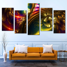 Load image into Gallery viewer, abstract digital canvas wall art bright abstract art print abstract fantasy 5 piece canvas set colorful abstract energy canvas print For Living Room
