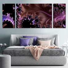 Load image into Gallery viewer, abstract  dream  canvas  print  black  abstract  fractal  patterns  3  piece  canvas  wall  art  purple  abstract  high  resolution  triptych  multi  canvas For Bedroom
