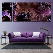 Load image into Gallery viewer, abstract  dream  canvas  print  black  abstract  fractal  patterns  3  piece  canvas  wall  art  purple  abstract  high  resolution  triptych  multi  canvas For Living Room
