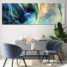 Load image into Gallery viewer, abstract  electricity  canvas  wall  art  blue  3d  abstract  fractal  glowing  design  canvas  print  yellow  abstract  panoramic  canvas  set For Living Room
