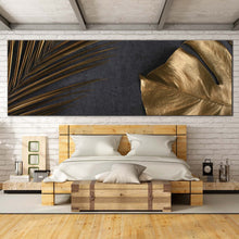 Load image into Gallery viewer, abstract  elegance  canvas  wall  art  abstract  golden  leaves  1  piece  canvas  abstract  monstera  leaves  canvas  print For Bedroom
