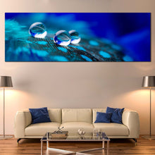 Load image into Gallery viewer, abstract  elegance  canvas  wall  art  green  abstract  feather  canvas  print  blue  abstract  water  drop  1  piece  canvas In Living Room
