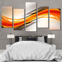 Load image into Gallery viewer, abstract elegance canvas wall art orange red abstract waves design canvas print blue digital abstract painting 5 piece multi canvas For Bedroom
