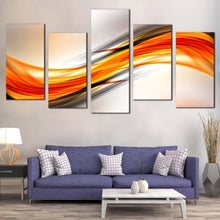 Load image into Gallery viewer, abstract elegance canvas wall art orange red abstract waves design canvas print blue digital abstract painting 5 piece multi canvas For Living room
