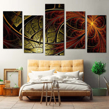 Load image into Gallery viewer, abstract elegant canvas wall art abstract design pattern 5 piece canvas print green brown abstract fractal flower multiple canvas For Your Bedroom
