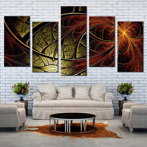 abstract fractal canvas wall art white abstract elegant swirl 5 piece canvas print grey digital abstract art multiple canvas For Living Room