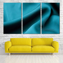 Load image into Gallery viewer, abstract elegant canvas wall art abstract turquoise curve canvas print abstract green satin cloth 3 piece multiple canvas For Living Room
