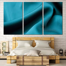 Load image into Gallery viewer, abstract elegant canvas wall art abstract turquoise curve canvas print abstract green satin cloth 3 piece multiple canvas For Bedroom
