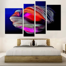 Load image into Gallery viewer, abstract element canvas print red blue abstract digital oil painting 4 piece canvas wall art abstract fractal psychedelic multi canvas in bedroom
