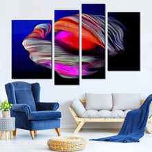 Load image into Gallery viewer, abstract element canvas print red blue abstract digital oil painting 4 piece canvas wall art abstract fractal psychedelic multi canvas  for living room
