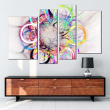 Load image into Gallery viewer, abstract elements canvas wall art abstract colorful circle canvas print abstract bright 4 piece multiple canvas for living room
