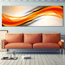 Load image into Gallery viewer, abstract  ellipse  canvas  wall  art  orange  red  digital  abstract  painting  panoramic  canvas  artwork  abstract  wave  design  canvas  print In Living Room
