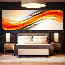 Load image into Gallery viewer, abstract  ellipse  canvas  wall  art  orange  red  digital  abstract  painting  panoramic  canvas  artwork  abstract  wave  design  canvas  print In Bedroom
