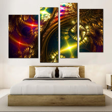 Load image into Gallery viewer, abstract energy canvas print abstract digital art colorful bright abstract 4 piece canvas wall art abstract fantasy multi canvas in bedroom
