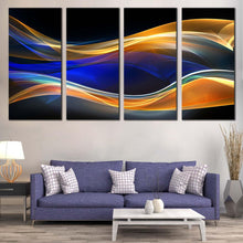 Load image into Gallery viewer, abstract energy canvas print abstract hd canvas set blue dynamic abstract 4 piece canvas wall art orange abstract graphic pattern multi canvas In Living room
