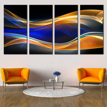 Load image into Gallery viewer, abstract energy canvas print abstract hd canvas set blue dynamic abstract 4 piece canvas wall art orange abstract graphic pattern multi canvas For Living Room
