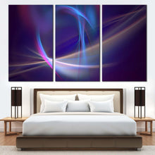 Load image into Gallery viewer, abstract energy canvas wall art blue abstract motion canvas print white modern futuristic abstract 3 piece canvas set For Bedroom
