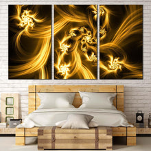 Load image into Gallery viewer, abstract energy canvas wall art brown artistic abstract 3 piece canvas set yellow digital bright fractal canvas print For Bedroom
