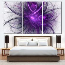 Load image into Gallery viewer, abstract energy canvas wall art purple abstract fractal circle 3 piece multi canvas blue abstract fractal illustration canvas print For Bedroom
