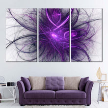 Load image into Gallery viewer, abstract energy canvas wall art purple abstract fractal circle 3 piece multi canvas blue abstract fractal illustration canvas print For Living Room
