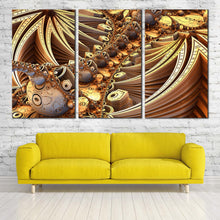 Load image into Gallery viewer, abstract escher canvas wall art abstract geometric patterns multi canvas artwork yellow brown 3d abstract 3 piece canvas print In Living Room
