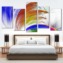 Load image into Gallery viewer, abstract flower canvas print bright abstract patterns multi canvas colorful abstract graphic fractal 5 piece canvas wall art In Bedroom
