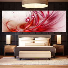 Load image into Gallery viewer, abstract  flower  canvas  wall  art  red  fractal  abstract  digital  1  piece  canvas  white  modern  abstract  wide  canvas In Bedroom
