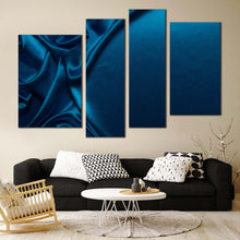 Load image into Gallery viewer, abstract folds canvas wall art luxurious abstract liquid art print blue elegant abstract 4 piece canvas set in living room
