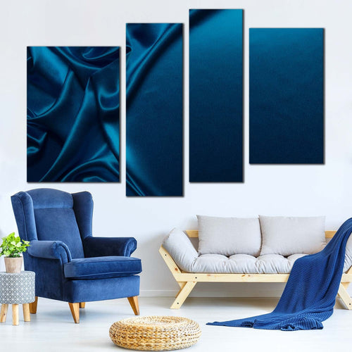 abstract folds canvas wall art luxurious abstract liquid art print blue elegant abstract 4 piece canvas set